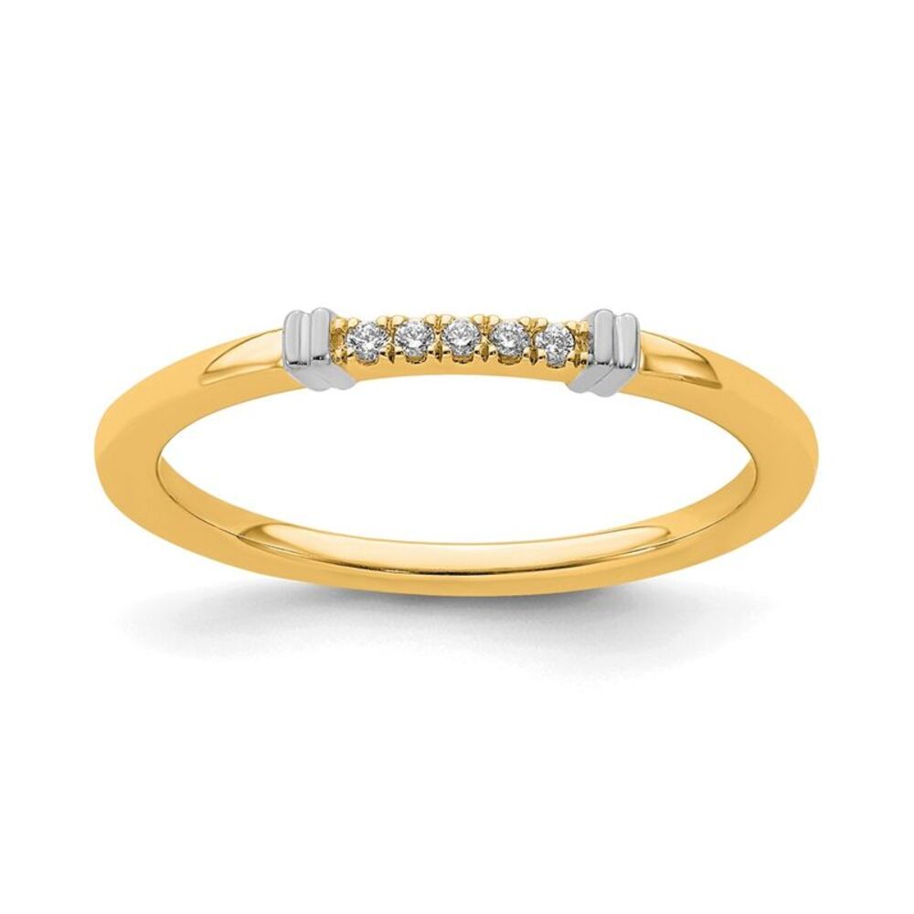 1.5mm 14k Yellow & White Gold .04 Ctw Diamond Stackable Band, Size 8